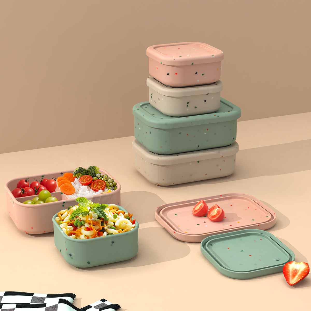 Confetti silicone lunch box,Confetti silicone lunch box