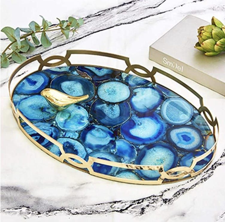 MOREONYX Blue Agate Coffee Tray