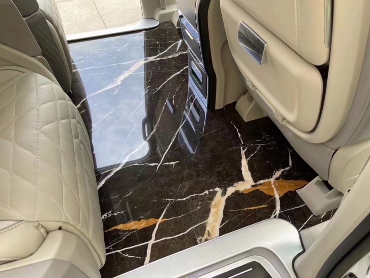 MOREONYX ultra thin marble panel used on business car floor
