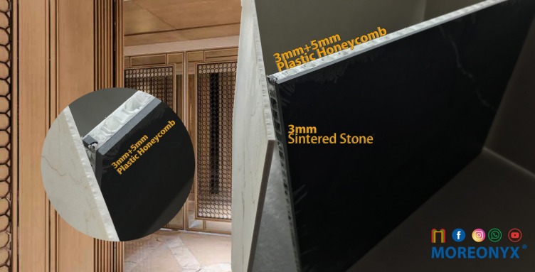 MOREONYX 3mm Sintered stone composite with 5mm Plastic Honeycomb