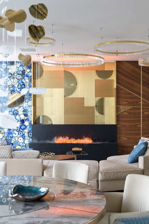 MOREONYX Semi-Precious Blue Agate Slab for Villa Decoration