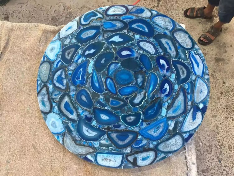 MOREONYX Semi-Precious Gemstone Blue Lace Agate Stone Slab