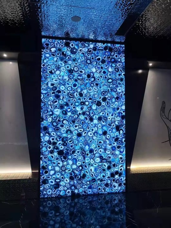 MOREONYX Semi-Precious Gemstone Blue Lace Agate Stone Slab