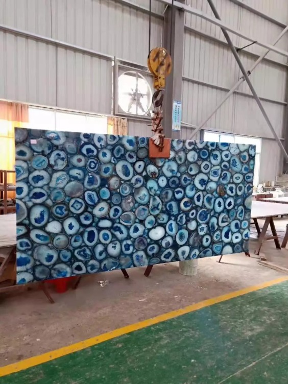 MOREONYX Semi-Precious Gemstone Blue Lace Agate Stone Slab