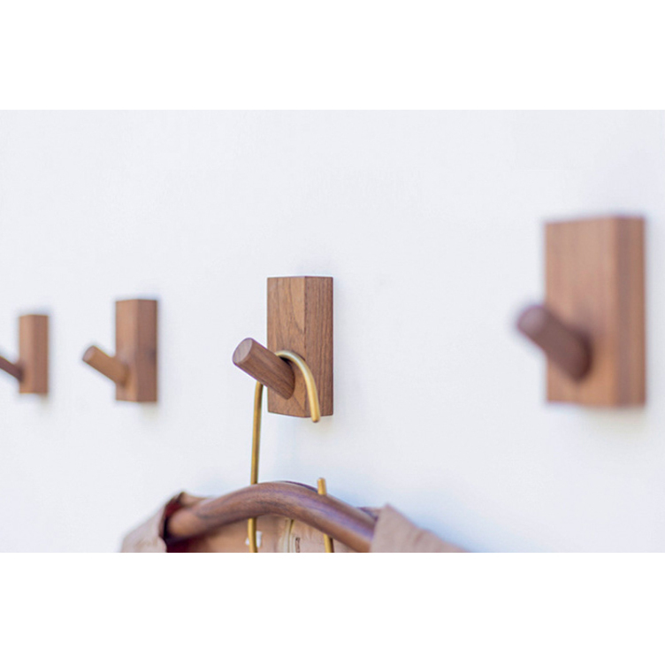 Nordic Natural Wooden Coat Hook Wall Mounted Study Clothes Scarf Hat Bag Towel Rack Hanging Storage Hanger Heavy Home Organizer