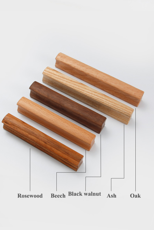 Natural Wood Furniture Handle Kitchen Cabinet Door Handles Drawer Pulls Beech Wooden Handles for Furniture Hardware