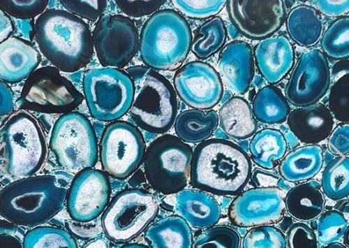 MOREONYX Semi Precious Stone Backlit Blue Agate Slab