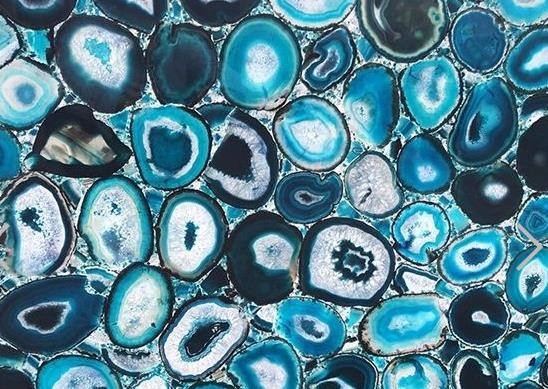 MOREONYX Semi Precious Stone Backlit Blue Agate Slab