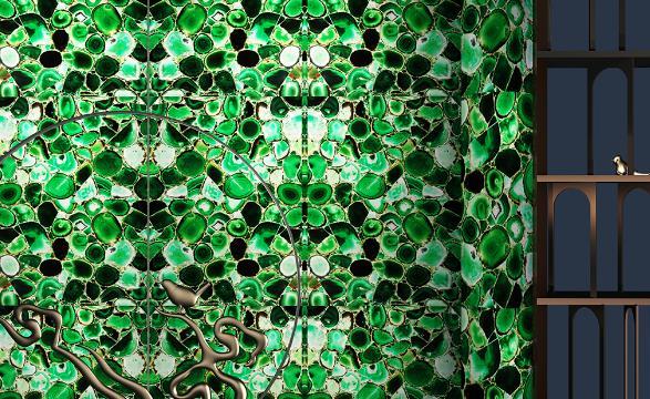 Semi Precious Stone Backlit Green Agate Slab