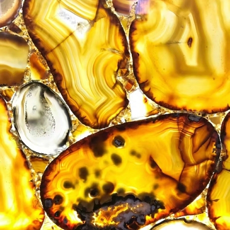 MOREONYX Semi Precious Stone Backlit Yellow Agate Slab