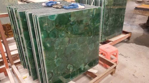 Backlit Semiprecious Stone green Agate Panel Slab for Project