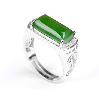 moissanite engagement ring/sterling silver ring/jade ring