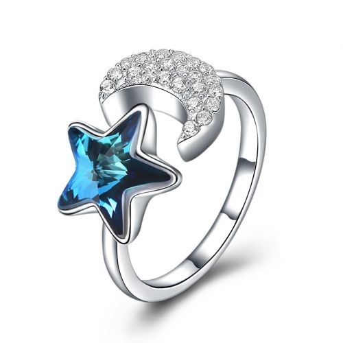Star Ring/Moon Ring/Sterling Silver Ring