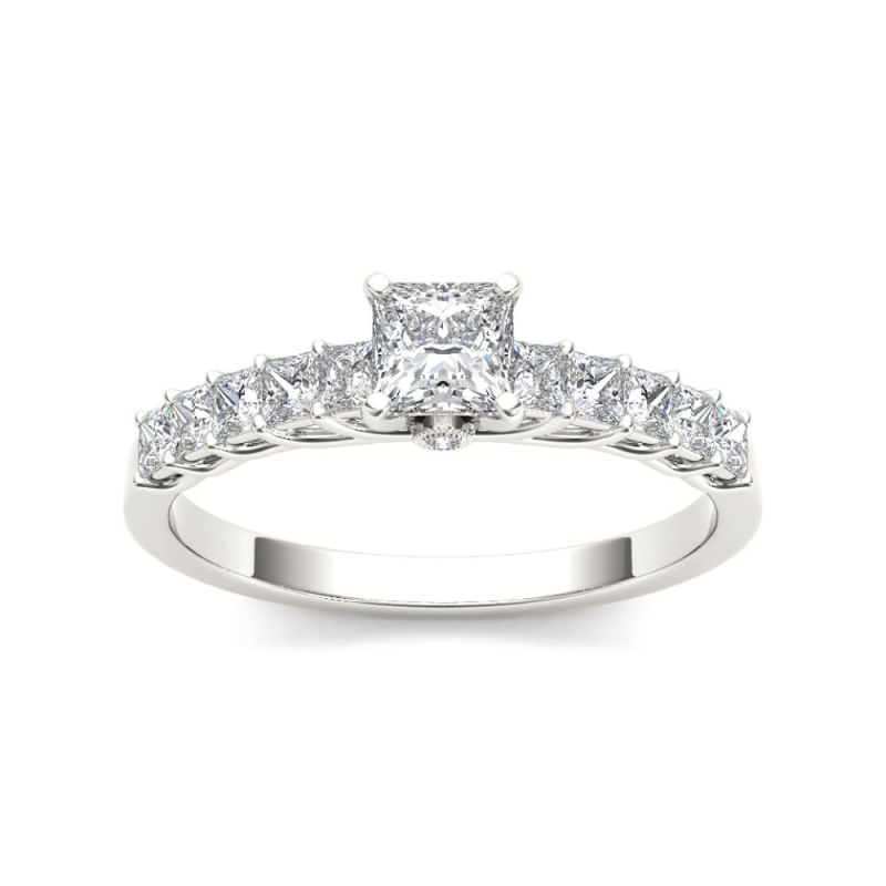 Custom 14k Gold Square Moissanite Engagement Ring for Women