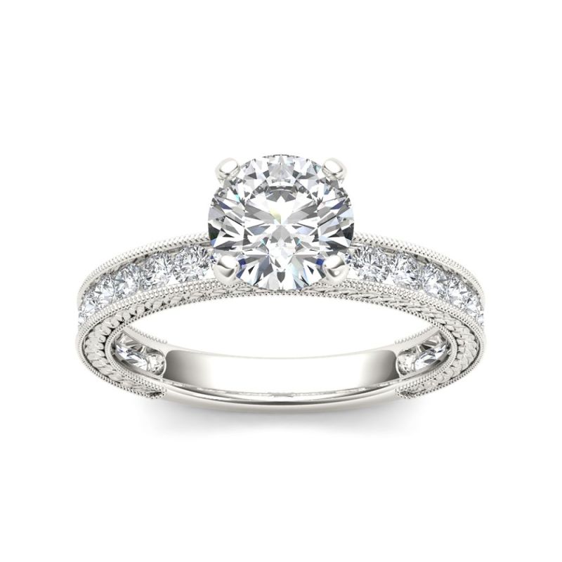 Customized 14K August Vintage Moissanite Engagement Ring