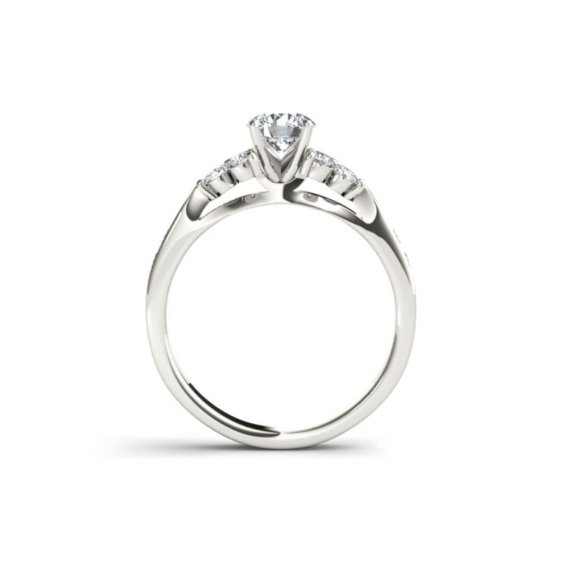 Exquisite 14K Moissanite Engagement Ring: Customized 3 Stone Trellis Setting