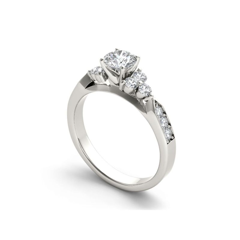 Exquisite 14K Moissanite Engagement Ring: Customized 3 Stone Trellis Setting