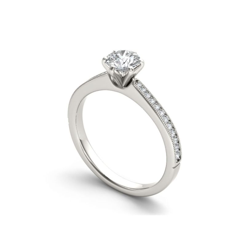 Personalized Moissanite Milgrain Engagement Ring: Exquisite Craftsmanship