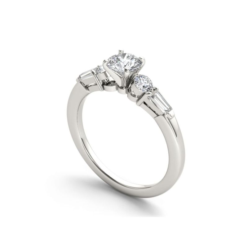 Custom 14K Tapered Baguette Engagement Ring