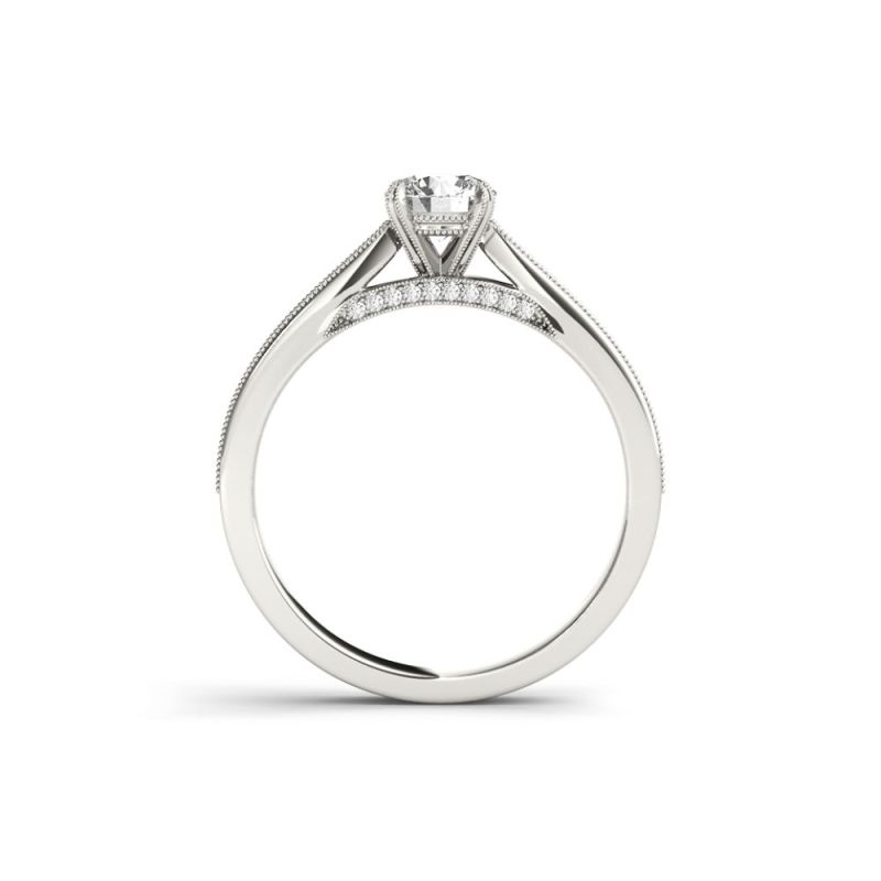 Exquisite 14K Moissanite Milgrain Ring - Customized Perfection