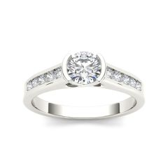 14K Half Bezel Set Engagement Ring: Exquisite Craftsmanship for Eternal Love