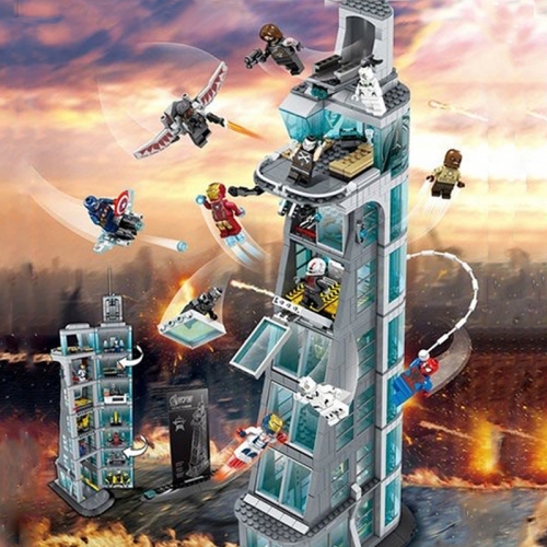 SP001 Heros Tower Super Heros Marvel  The Avengers Attack on Avengers Tower 1209pcs Ship from China Compatible with 76038