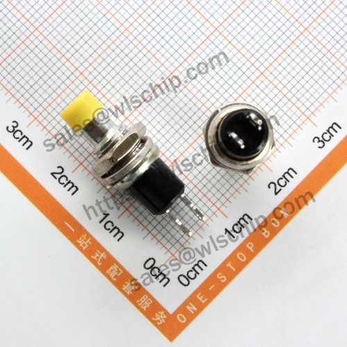 PBS-110 switch 2-pin unlocked auto reset yellow round button switch