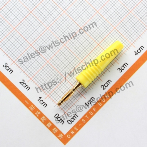 2mm banana plug pure copper gold-plated soldered 2mm lantern test plug connector yellow
