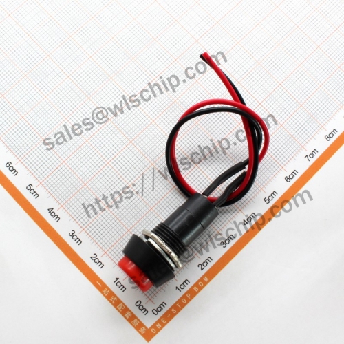 Round push button switch without gear, cable length 15cm red, high quality