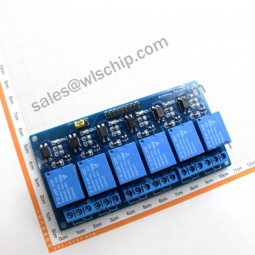 Relay module 6 24V low level trigger with optocoupler isolation