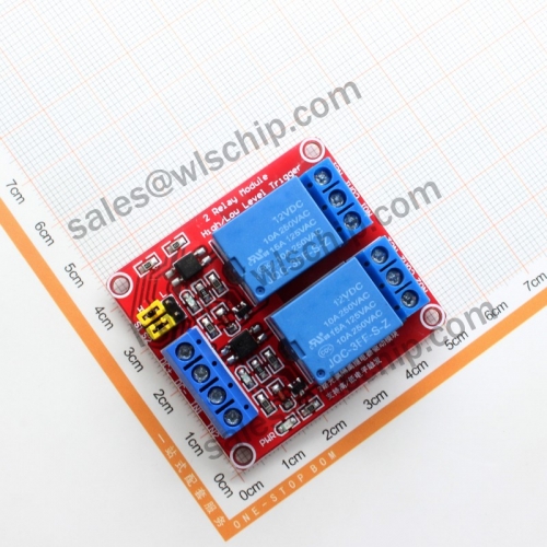 Relay module 2 12V high and low level trigger with optocoupler isolation