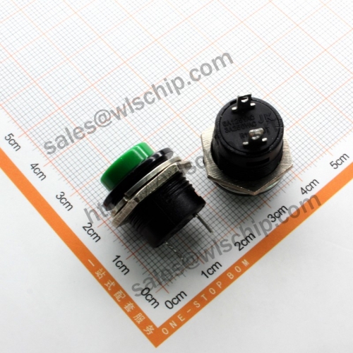 R13-507 Self-resetting switch green 16mm round without lock key switch
