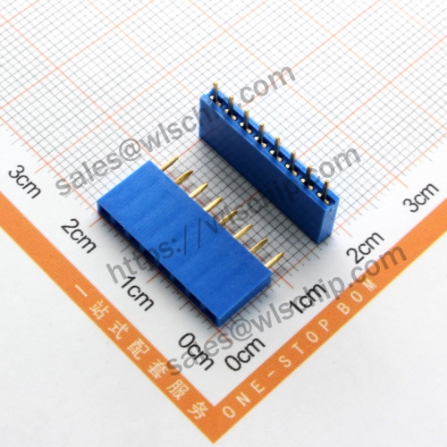 Single row female pin header socket female 2.54mm pitch 1x8Pin blue