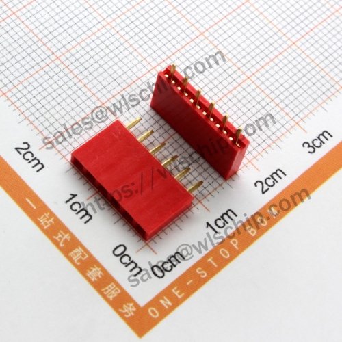 Single Row Female Pin Header Socket Female Pitch 2.54mm 1x6Pin Red