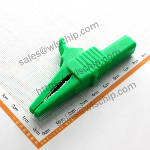 Alligator clip 4mm banana plug at the end 30mm green