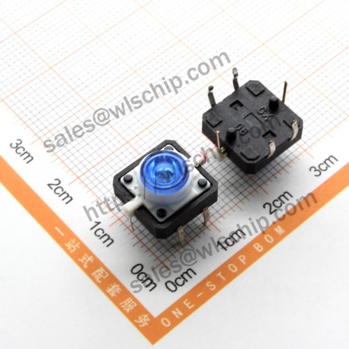 Blue light 12 * 12mm with light small 4Pin self-resetting micro-switch