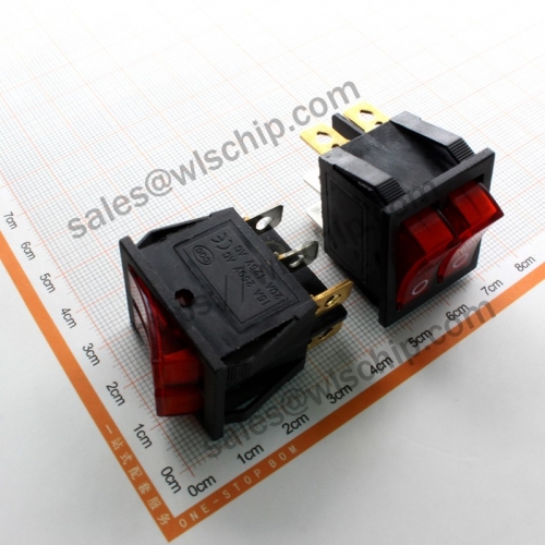 6Pin 2-speed dual red with light power Boat shape switch Rocker Switch
