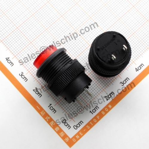 2Pin no lock no light red button 250V 3A push button switch