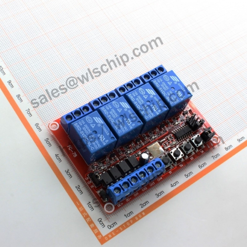 Relay module 4-way 5V interlock switch self-locking three-in-one high and low level trigger