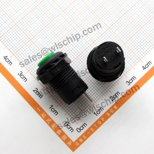 DS-428 round button switch with lock green