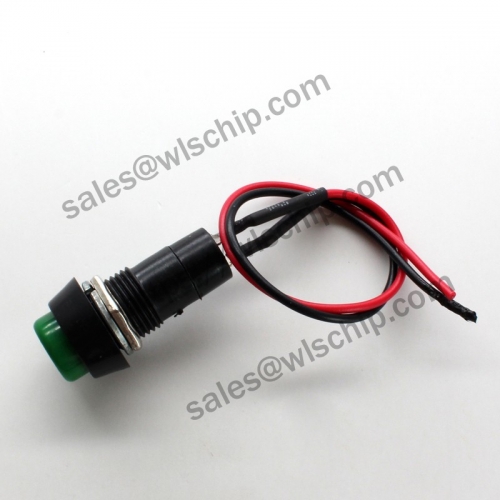 Round push button switch with wire length 15cm green high quality