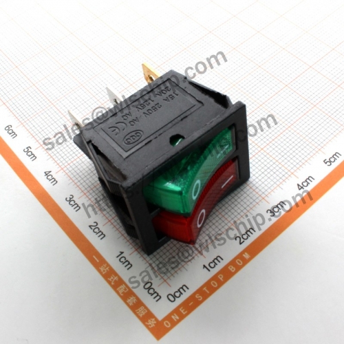 KCD6 switch dual 6Pin 2 files red + green with light power button switch