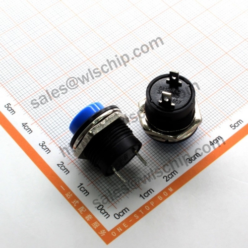 R13-507 Self-resetting switch blue 16mm round without lock key switch