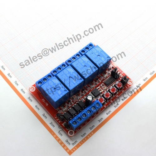 Relay module 4-way 12V interlock switch self-locking three-in-one high and low level trigger