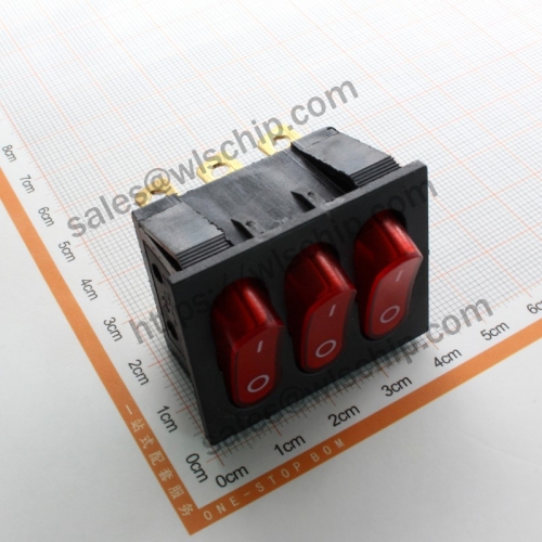 KCD3 Triple 9Pin 2 files red with light 15A 250V boat shape power switch