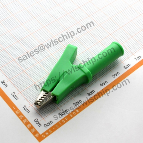 Alligator clip 4mm banana plug at the end 10mm green