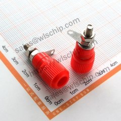 JS-910B terminal block terminal 4mm socket banana head plastic nut metal ring medium red