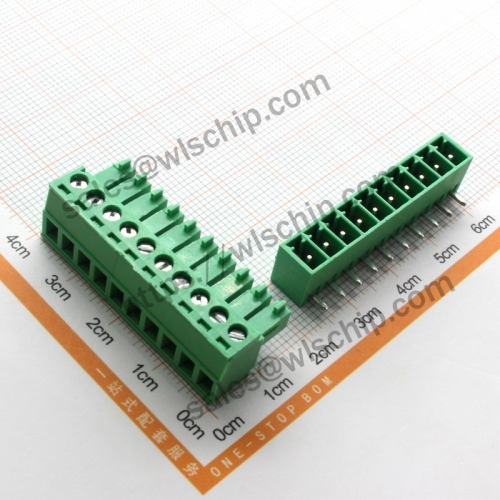 KF2EDG terminal block plug-in connector pitch 3.81mm 10Pin bent leg + socket