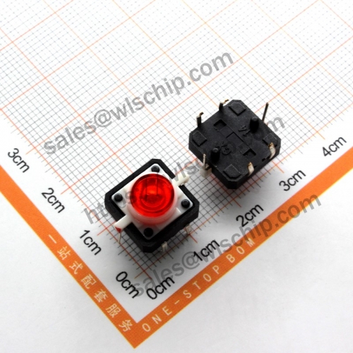 Red light 12 * 12mm with light small 4Pin self reset micro switch