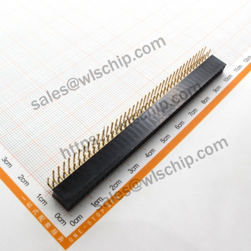 Double Row Female Horizontal Curved Feet Row Seat 2 * 40Pin Pitch 2.54mm Double Row Copper Pin Gold Plated Pin